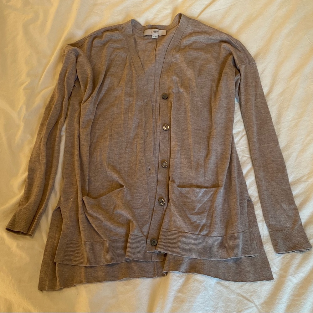 LOFT Tan Cardigan with Pockets